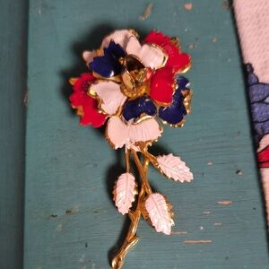 Elegant Gold and Multicolor Floral Brooch
